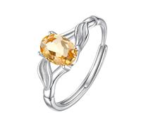 Bague Solitaire En Argent Sterling 925 Avec Pierres Précieuses Pour Femme, Anneau Torsadé Infini, Bande De Cristal Ovale Taillée, Cocktail, Fiançailles, Promesse, Alliance Pour Elle, Citrine