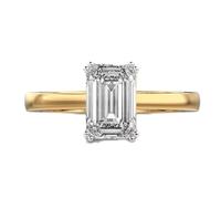 Bague solitaire en argent sterling 925 plaqué or avec moissanite et émeraude, bijou de luxe fait main pour femme | LKJR_0715