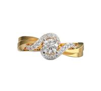 Bague solitaire en argent sterling 925 « Wave Together Forever » | Plaqué or | Avec moissanite, bague de luxe ronde faite main pour femme | LKJR_0368