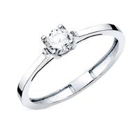 Bague solitaire en or blanc 18 carats avec 4 griffes et un diamant de laboratoire taillé de 0,30 carat - VS1 53