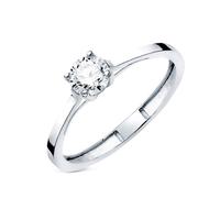 Bague solitaire en or blanc 18 carats avec 4 griffes et un diamant de laboratoire taillé de 0,50 carat - G - VS1 60