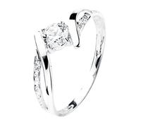 Bague solitaire en or blanc 9 carats avec zircon cubique de 4,5 mm, largeur maximale de la tête 8 mm. 53
