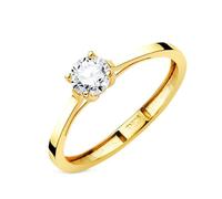 Bague solitaire en or jaune 18 carats avec 4 griffes et un diamant de laboratoire taillé de 0,50 carat - VS1 59