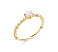 Bague solitaire en or jaune au 375/585/750 pierre de lune élégante filigrane, Or jaune 9 carats (375), Pierre de lune Diamant