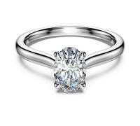 Bague solitaire Eternity, Diamants de synthèse 1 ct tw, Forme ovale, Or blanc 18 carats 50