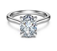Bague solitaire Eternity, Diamants de synthèse 2 ct tw, Forme ovale, Or blanc 18 carats 52