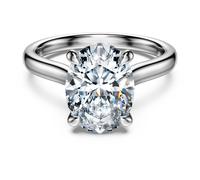Bague solitaire Eternity, Diamants de synthèse 3 ct tw, Forme ovale, Or blanc 18 carats 60