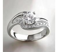 Bague solitaire exquise deux tons pour femme, bagues de fiançailles, alliances, bijoux cadeau