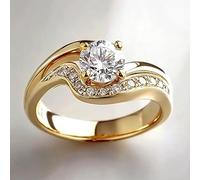 Bague solitaire exquise deux tons pour femme, bagues de fiançailles, alliances, bijoux cadeau