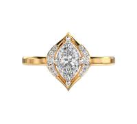 Bague solitaire mystérieuse en argent sterling 925 « Mirage du désert » | Plaqué or | Bagues de luxe faites main avec moissanite, marquise et forme ronde | Pour unisexe | LKJR_0408
