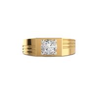 Bague solitaire Prince's Allegiance en argent sterling 925 | Plaqué or | Avec moissanite, bague de luxe ronde faite main pour homme | LKJR_0254