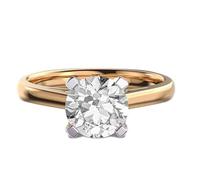 Bague solitaire Queens en argent sterling 925 | Plaqué or | Avec moissanite, bague de luxe ronde faite main pour femme | LKJR_0718