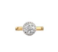 Bague solitaire Valérie's Promesse en argent sterling 925 | Plaqué or | Avec moissanite, bague de luxe ronde, bijou fait main pour femme | LKJR_0247