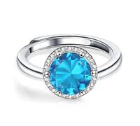 Bague Solitaire Zircon Plaquée Argent Réglable, Bijou De Mode Féminin | Bague Plaquée Argent Hypoallergénique Incrustée de Zircon, Bijou Accessoire Quotidien Idéal Pour Cadeau