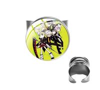 Bague Soul Eater Death The Kid redimensionnable faite à la main avec cabochon en verre imprimé dessin animé pour garçons et filles, 16mm, Verre