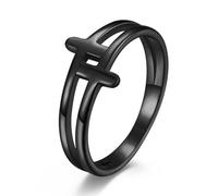 Bague squelette en titane à double croix tendance, bague de proposition pour homme et femme
