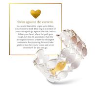 Bague « Swim Against the Current », bague réglable avec motif poisson, bague d'espoir avec carte, bijou inspirant pour femme, cadeau unique pour femme, meilleure amie, sœur