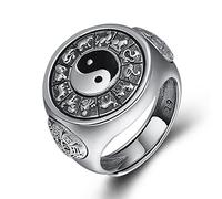 Bague Tai Chi Bagua en argent sterling S925, neuf palais, symbole Yin Yang rotatif du zodiaque