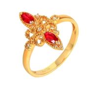 Bague Taille 64 Femme Or 18 Carats Bague Ruby Créé en Laboratoire Évidé avec Rubis et Diamant de 0,31 CT Solide Non Plaqué Mise à Niveau 3.0 pour Sœur Anniversaire Bijoux