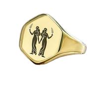 Bague Taureau hexagonale | Argent sterling 925 plaqué or | Bijou cadeau, chevalière style vintage, bijou hypoallergénique fait main | LK_PDR_00903_9