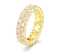 Bague tendance à double rangée en argent S925 et moissanite 3.0 pour homme et femme