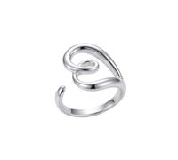 Bague tendance à motif tourbillon abstrait en acier inoxydable 316L plaqué argent, taille ajustable, bijou pour toutes les occasions | LK_SLF_CHR_0285