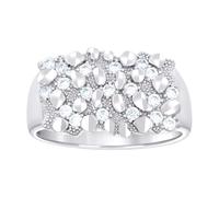 Bague tendance en argent sterling 925 avec oxyde de zirconium pour homme 14,5 x 14,5 mm de large, US 9 | EU 60 | DE 19 | JP 18 | UK R 3/4, Zircone cubique Métal Zircone cubique Pierre précieuse Métal