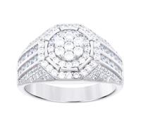 Bague tendance en argent sterling 925 avec oxyde de zirconium pour homme 14,5 x 4 mm de large, US 9 | EU 60 | DE 19 | JP 18 | UK R 3/4, Zircone cubique Métal Zircone cubique Pierre précieuse Métal