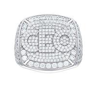 Bague tendance en argent sterling 925 avec zircone cubique Ceo tête carrée 21,7 mm de long 10 bagues pour homme, US 10 | EU 62.5 | DE 20 | JP 20 | UK T 1/2, Zircone cubique Métal Zircone cubique