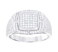 Bague tendance en argent sterling 925 avec zircone cubique pour homme 14 x 3,2 mm de large, US 9 | EU 60 | DE 19 | JP 18 | UK R 3/4, Zircone cubique Métal Zircone cubique Pierre précieuse Métal