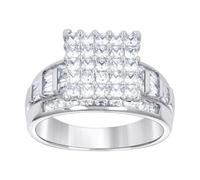 Bague tendance en argent sterling 925 pour femme avec zircone cubique ronde et tête carrée 12 x 7,4 mm de large Taille 8