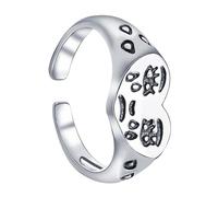 Bague tendance en forme de cœur avec expression triste, en métal doux pour la peau, accessoire unisexe pour tenues décontractées, élégantes, symboles émotionnels