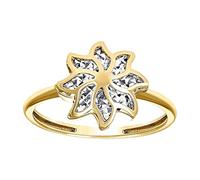 Bague tendance en or jaune 14 carats pour femme Motif tête de fleur 11,6 x 1,4 mm