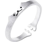Bague tendance et délicate en argent sterling 925 avec motif de chaton mignon et brossé, bague simple pour index, anniversaire pour femme