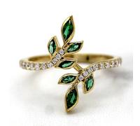 Bague tendance plaquée or avec oxyde de zirconium - Motif branche d'olivier - Accessoire personnalisé - Idéal pour femme - Pour un usage quotidien, une fête, des vacances, un anniversaire de mariage