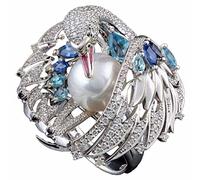 Bague tendance pour femme avec perle cygne blanche rétro classique bijoux lapin bague homme, D, Métal, Aucune pierre précieuse