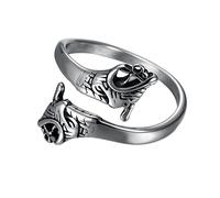 Bague Tête de Dragon Nordique Pour Homme, Bague Ouverte Réglable Tête de Dragon en Acier Inoxydable Viking, Bague Amulette Vintage Hip Hop Biker Punk Animal Bijoux Taille 7-13