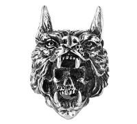 Bague Tête de Mort de Loup Pour Homme - Bague Tête de Loup Odin en Acier Inoxydable Viking Nordique - Fait À la Main Grande Taille Chunky Vintage Gothique Fashion Animal Amulet Jewelry(Silver_12)