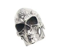 Bague tête de mort en acier titane acier inoxydable style punk unisexe Viking Alien Design bijoux