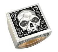 Bague Tête de Mort Punk Vintage avec Compartiment Secret Halloween | Alliage, Bague Détachable 1 Pièce, Motif Sculpté et Poli à Main, pour Mini Objets et Petites Boucles