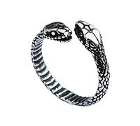 Bague Tête de Serpent Nordique Viking Pour Hommes Femmes - Bague Animal Serpent en Acier Inoxydable Réglable - Faite À la Main Poli Punk Hip Hop Amulette Pirate Bijoux