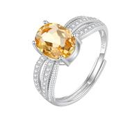 Bague Torsadée Épaisse En Argent 925, Ajustable, Taille Ovale, Pierre Précieuse Naturelle, Alliance De Mariage, Pour Femmes Et Filles, Bijoux D'Éternité, Cadeaux Avec Boîte, Bague En Citrine