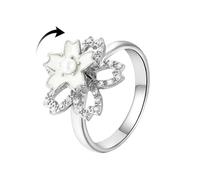Bague Tourbillonnant Anti-Stress Pour Femme Anneau Flocon De Neige En Cristal Zirconium Tournant Bague De Mariage Ajustable Minimaliste Cadeau Élégant Pour Petite Amie Fiancée Empilable Relaxant Bijou