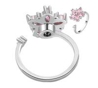 Bague Tournante - Anneaux Floraux Ajustables - Bijou Anti-Stress à Motif | Cercles Sensoriels Apaisants | Bracelet Rotatif en Cuivre avec Fleur de Zircon Rose, Conception Tournante Douce pour S