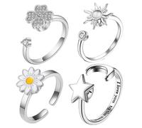 Bague Tournante Anti-Stress 4 Pièces de Bijoux à la Mode