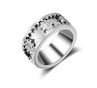 Bague Tournante Anti Stress Homme, Anneaux D'engrenage Rotatifs Acier Inoxydable, Mariage Promise Bande Anneau, Cadeau pour Homme Femme Ado Garçon (7)