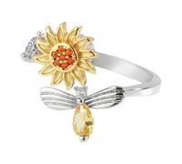 Bague Tournante Verte Trèfle 4 Feuilles Oxyde Zirconium Cœur Œil De Chat Fleur Empilable Réglable Soulagement Stress Promesse Éternité Classe Maison Exercice Réunion Voyage en Avion Saint-Valentin