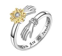 Bague tournante « You are My Sunshine » | Bague tournante initiale | Bague en argent sterling avec initiale de pour anniversaire, Saint-Valentin Ziyuan