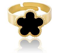 Bague trèfle à cinq feuilles plaquée or pour femme, bijou porte-bonheur, bagues porte-bonheur à porter au quotidien. (D)