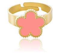 Bague trèfle à cinq feuilles plaquée or pour femme, bijou porte-bonheur, bagues porte-bonheur à porter au quotidien. (C)